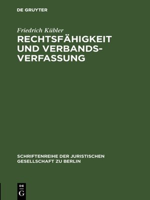 cover image of Rechtsfähigkeit und Verbandsverfassung